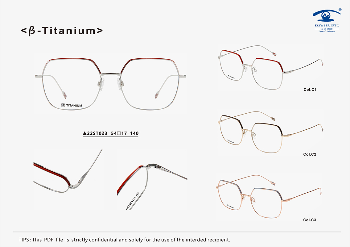 Women Colorful Optical Titanium Eyeglasses Frame 22ST023