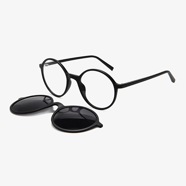 Round Shape Slim Frame TR90 Optical Glasses Clip on Sunglasses RX7059