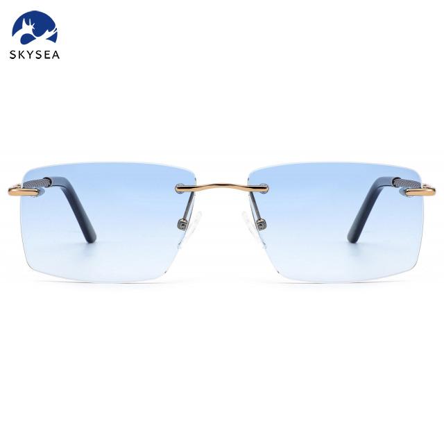 Rimless Sunglasses with Gold Metal Frame High Quality Diamond Fashionable Sun Glasses for Travel And Driving Luxury