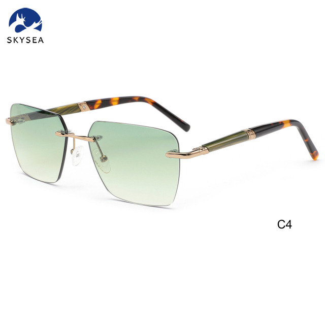 Fashion Women Men Sunglasses Gradient Rimless Sunglasses Metal Sun Glasses Vintage Sunglasses 