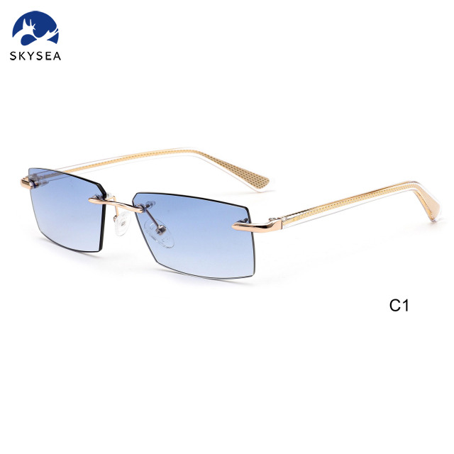 High quality Fashion Women Men Sunglasses Gradient Rimless Sunglasses Metal Sun Glasses Vintage Sunglasses 
