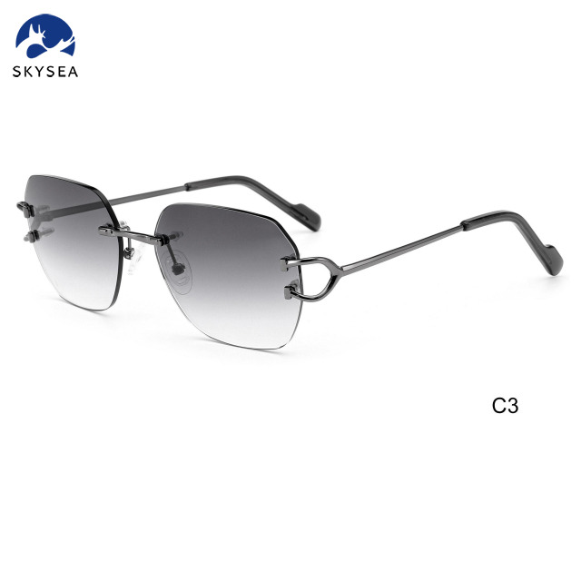 Designer Luxury Vintage Retro Sun Glasses Shades Frameless Rimless Radiant Cut Lab Grown Diamond Sunglasses at Best Prices