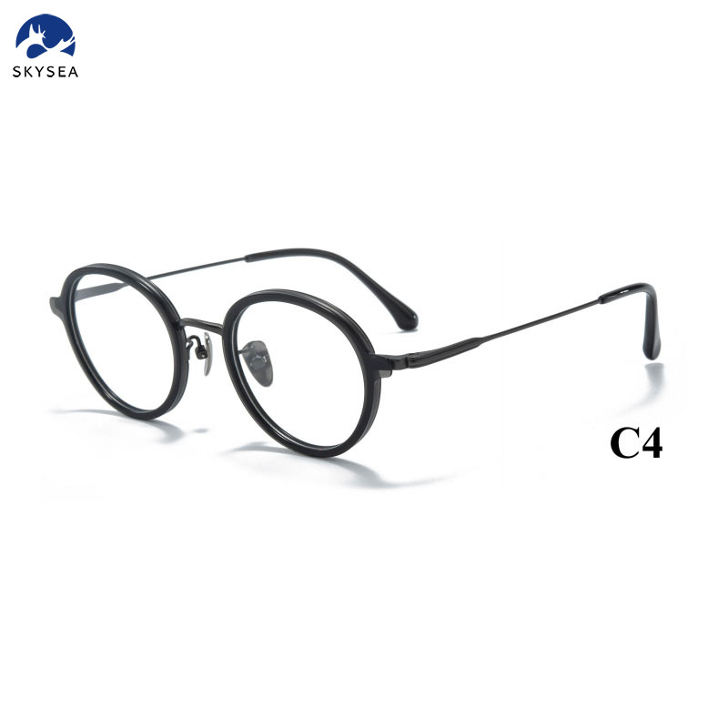 Titanium Acetate Eyeglasses Frame for Optical Eye Glasses Round Retro Design Eyewear Glasses
