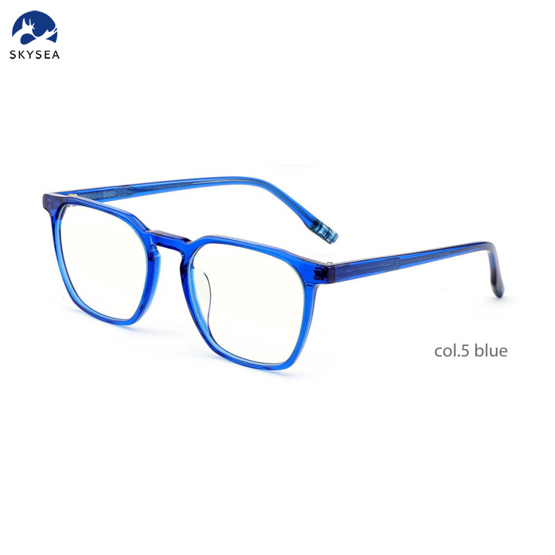 Men's Women's Blue Acetate Square Optical Glasses Frames Fashion Eyeglasses Frames