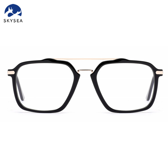 High Quality Plastic Metal Glasses Acetate Optical Metal Temple