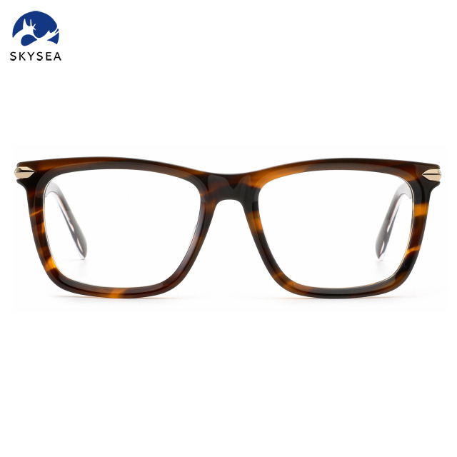 High Quality Acetate Frame Metal Temple Women Men Optical Glasses Eyewear