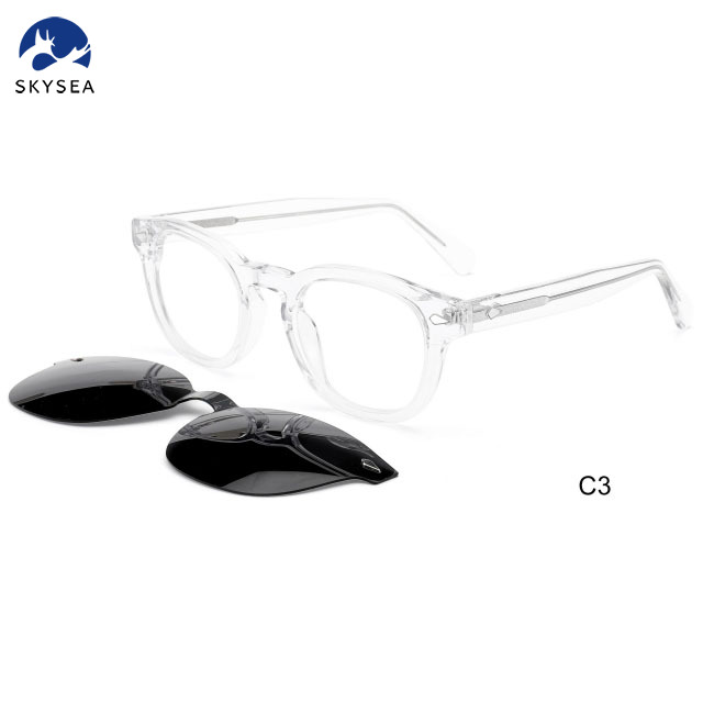 Polarized Clip on Sunglasses Magnetic Clip-On Sun Glasses Acetate Frames Suction Sleeve Myopia Glasses Frame