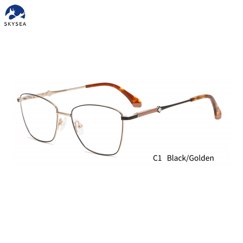 New Women Metal Shiny Fashion Square Optical Glasses Frame Fashion Colorful Design Custom Logo