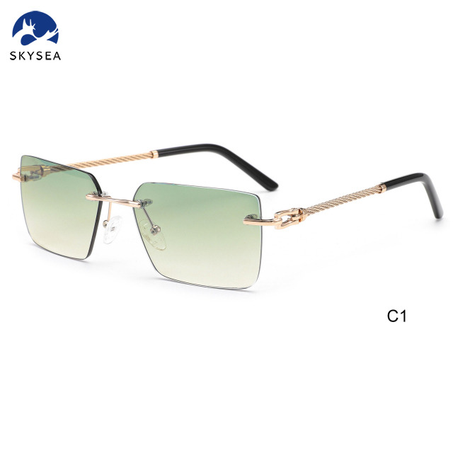 2025 Custom Logo Luxury Men Women Rimless Diamond Cutting Photochromic Color Sunglasses