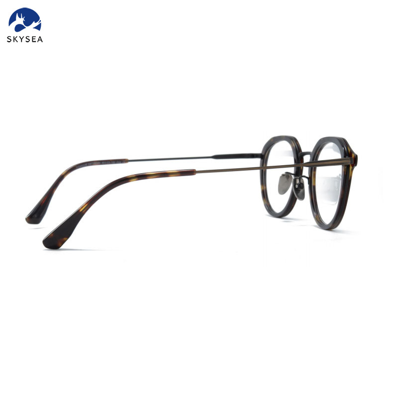 Wholesale Titanium Round Retro Design Acetate Eyeglasses Frame for Optical Eye Glasses Eyewear Glasses 