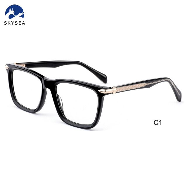 High Quality Acetate Frame Metal Temple Women Men Optical Glasses Eyewear