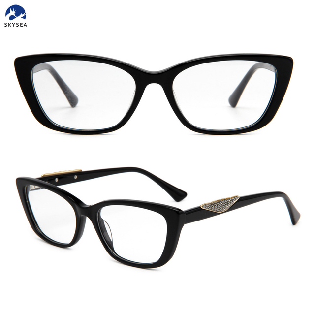 New Customized Logo Wholesale Eyeglasses Frames High Quality Acetate Black Glasses Luxury Fashion Square Glasses