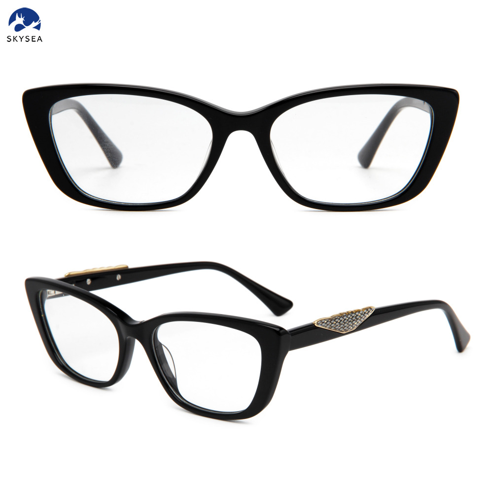 New Customized Logo Wholesale Eyeglasses Frames High Quality Acetate Black Glasses Luxury Fashion Square Glasses