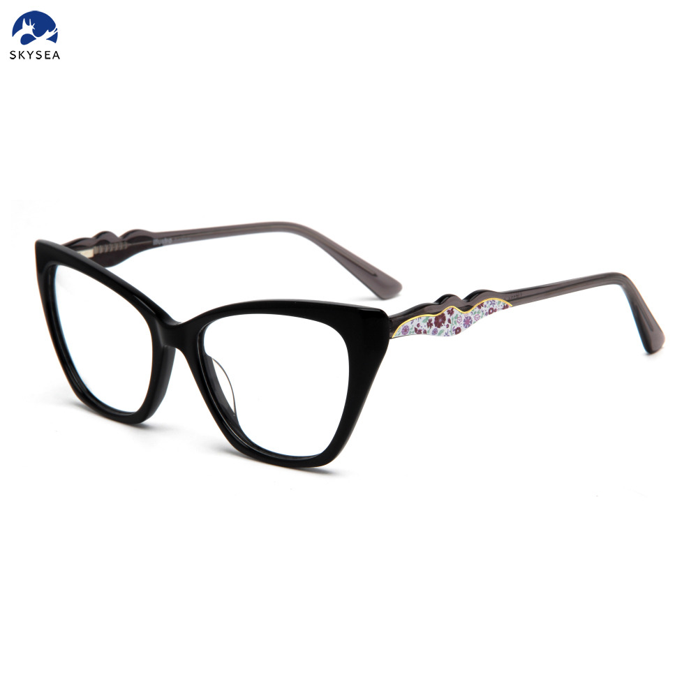 New Fashion Stylish Women Ladies Cateye Custom Prescription Glasses Acetate Optical Frames Wholesale