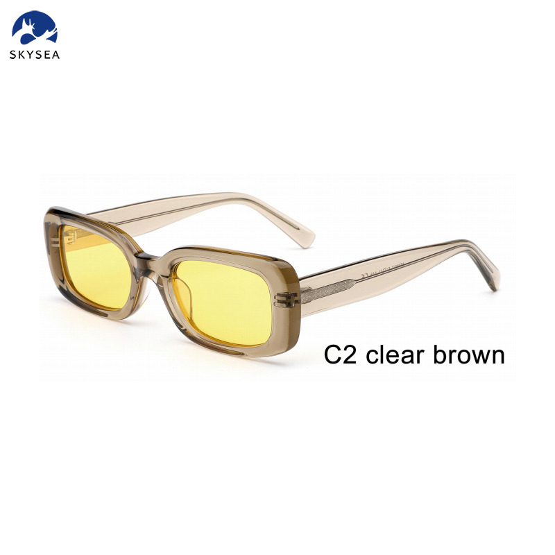 Designer Unisex Rectangular Retro Square Punk Square Acetate Frame Sunglasses Unisex for Men and Women