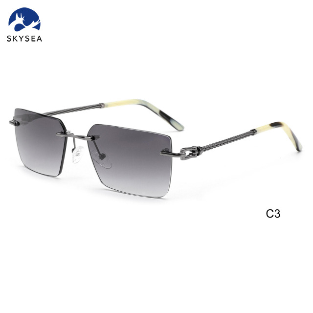 2025 Custom Logo Luxury Men Women Rimless Diamond Cutting Photochromic Color Sunglasses
