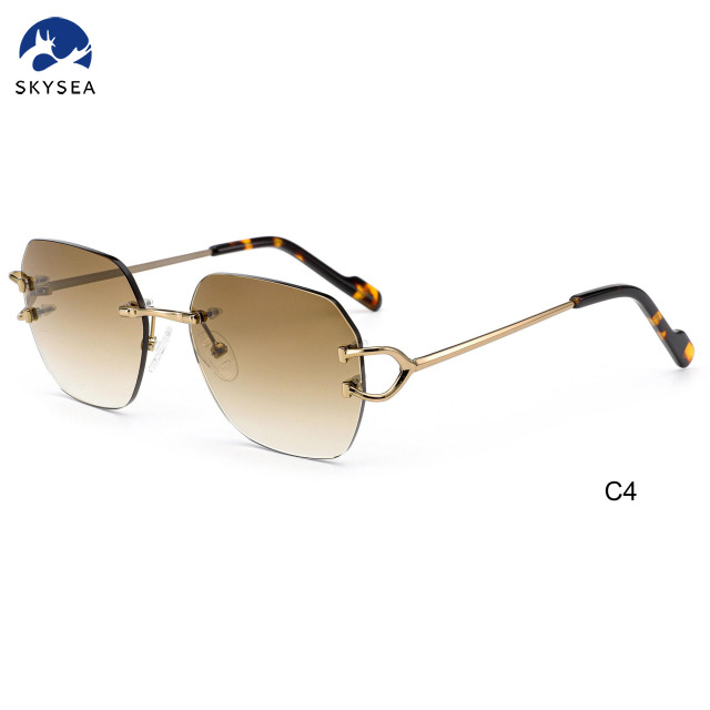 Designer Luxury Vintage Retro Sun Glasses Shades Frameless Rimless Radiant Cut Lab Grown Diamond Sunglasses at Best Prices