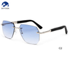 2025 Luxury Men Women Rimless Sunglasses Custom Logo Diamond Cutting Photochromic Color Eyeglasses