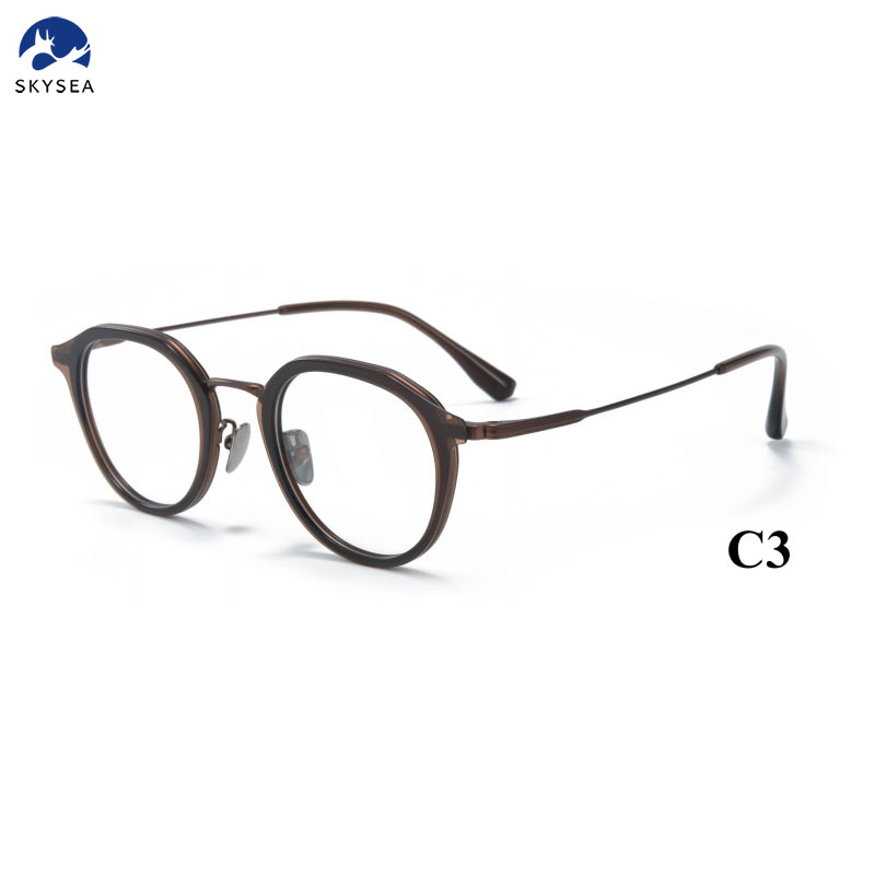 Wholesale Titanium Round Retro Design Acetate Eyeglasses Frame for Optical Eye Glasses Eyewear Glasses 