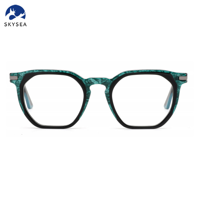 High Quality Acetate Optical Frames Blue Clear Front Metal Temple Diamond Reading Men Women's Fashion