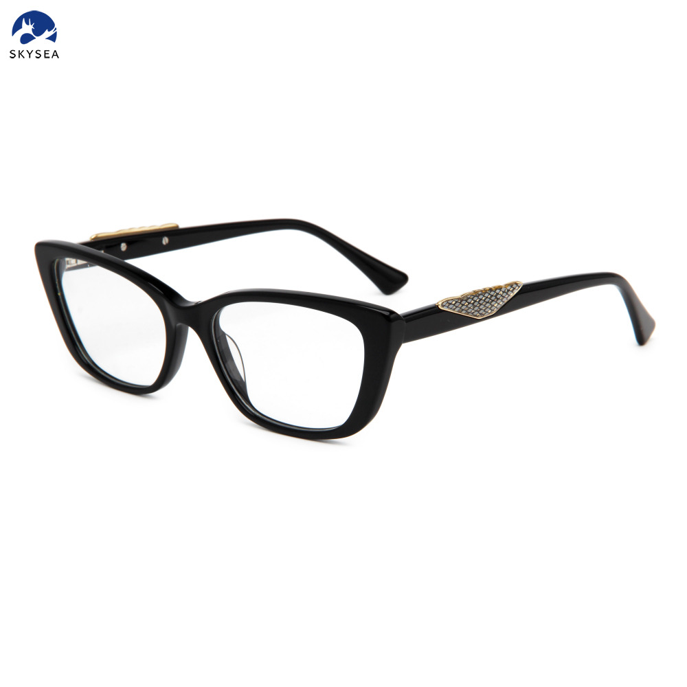New Customized Logo Wholesale Eyeglasses Frames High Quality Acetate Black Glasses Luxury Fashion Square Glasses