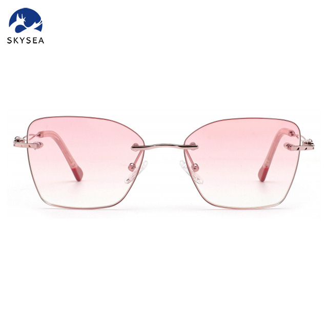 Custom Brand Gradient Rimless Sunglasses Metal Sun Glasses Vintage Sunglasses Fashion Women Sunglasses
