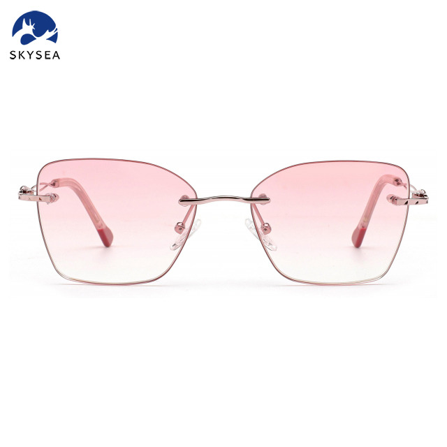 Custom Brand Gradient Rimless Sunglasses Metal Sun Glasses Vintage Sunglasses Fashion Women Sunglasses