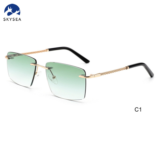 Rimless Sunglasses with Gold Metal Frame High Quality Diamond Fashionable Sun Glasses for Travel And Driving Luxury