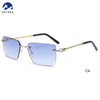 2025 Custom Logo Luxury Men Women Rimless Diamond Cutting Photochromic Color Sunglasses
