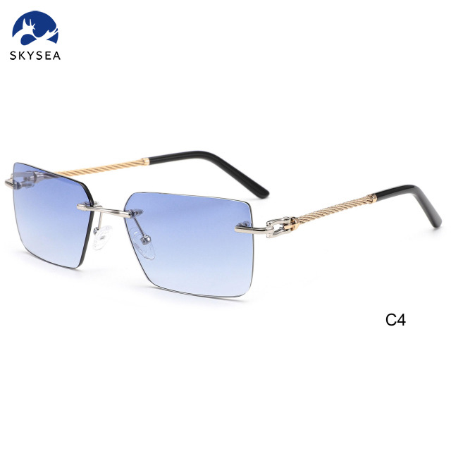 2025 Custom Logo Luxury Men Women Rimless Diamond Cutting Photochromic Color Sunglasses