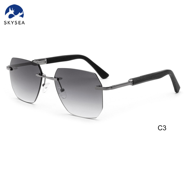 2025 Luxury Men Women Rimless Sunglasses Custom Logo Diamond Cutting Photochromic Color Eyeglasses