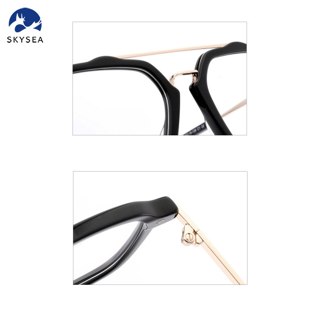 High Quality Plastic Metal Glasses Acetate Optical Metal Temple