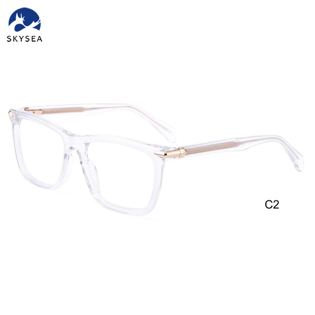 High Quality Acetate Frame Metal Temple Women Men Optical Glasses Eyewear