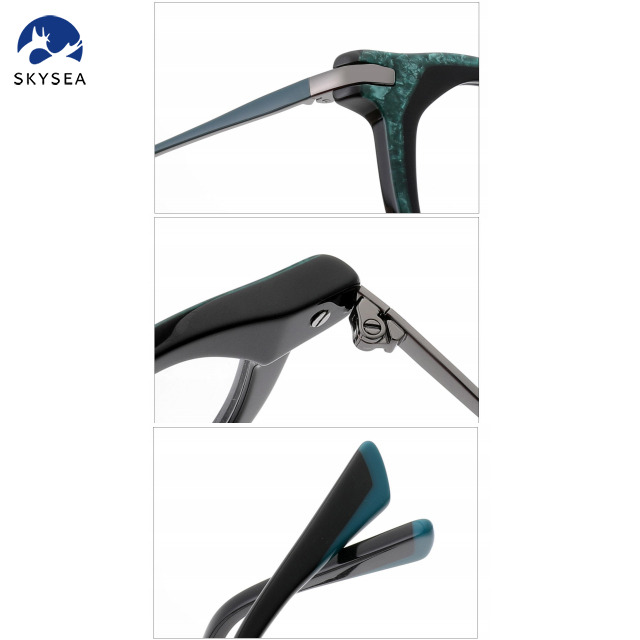 High Quality Acetate Optical Frames Blue Clear Front Metal Temple Diamond Reading Men Women's Fashion