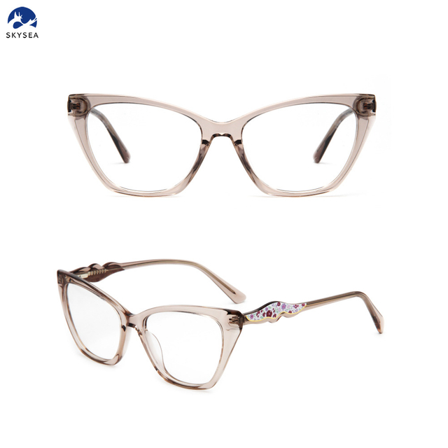 New Fashion Stylish Women Ladies Cateye Custom Prescription Glasses Acetate Optical Frames Wholesale
