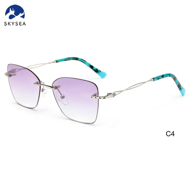 Custom Brand Gradient Rimless Sunglasses Metal Sun Glasses Vintage Sunglasses Fashion Women Sunglasses