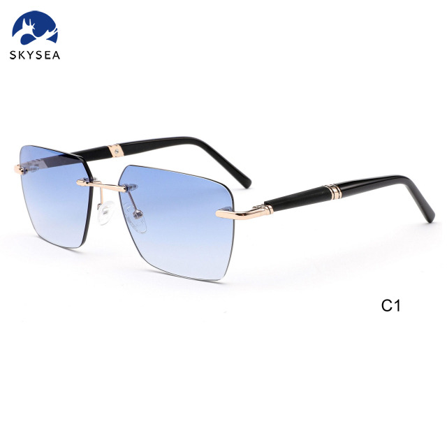 Fashion Women Men Sunglasses Gradient Rimless Sunglasses Metal Sun Glasses Vintage Sunglasses 
