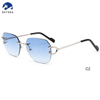 Designer Luxury Vintage Retro Sun Glasses Shades Frameless Rimless Radiant Cut Lab Grown Diamond Sunglasses at Best Prices