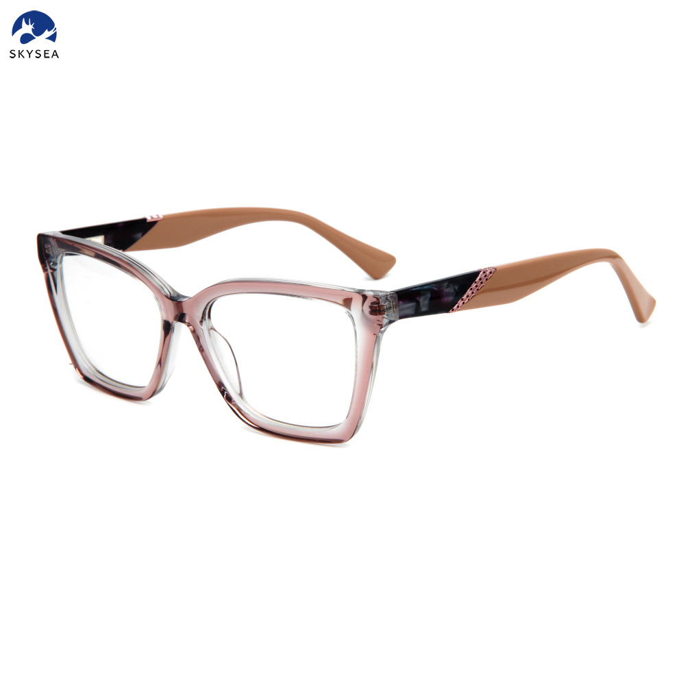 New Arrival Colorful Eyeglasses Fashionable Colorful Acetate Eyeglass Frames for Woman Multicolor Glasses Delicate Glasses Women