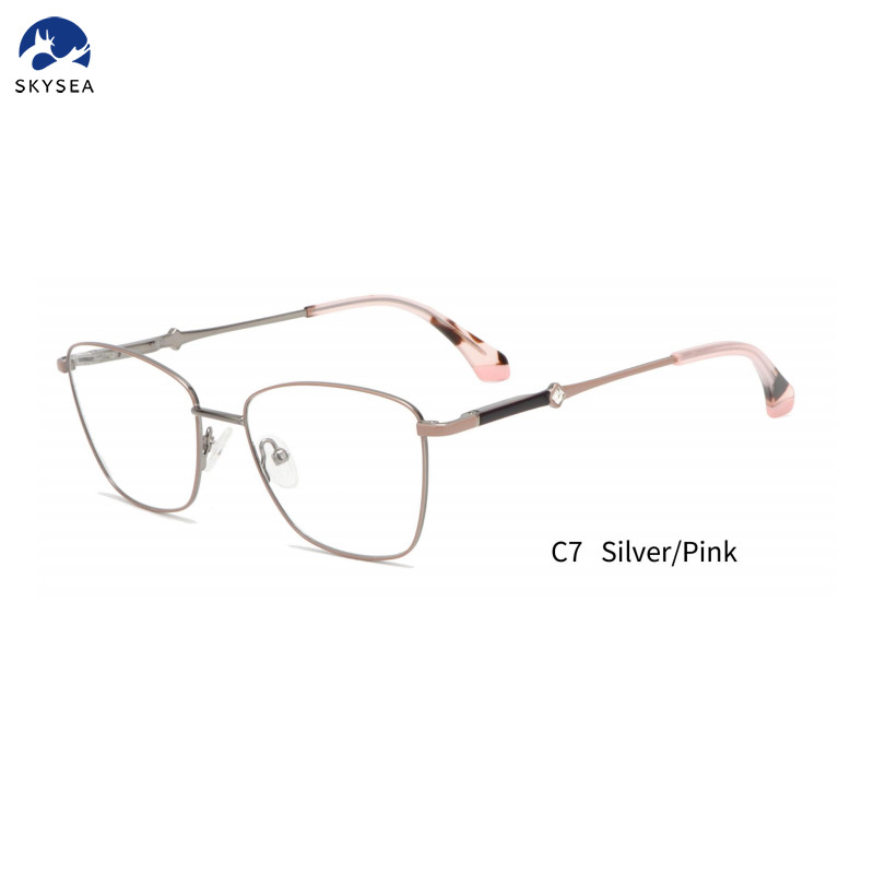 New Women Metal Shiny Fashion Square Optical Glasses Frame Fashion Colorful Design Custom Logo
