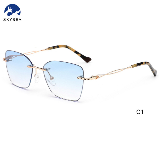 Custom Brand Gradient Rimless Sunglasses Metal Sun Glasses Vintage Sunglasses Fashion Women Sunglasses