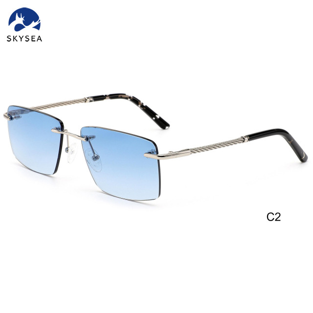Rimless Sunglasses with Gold Metal Frame High Quality Diamond Fashionable Sun Glasses for Travel And Driving Luxury