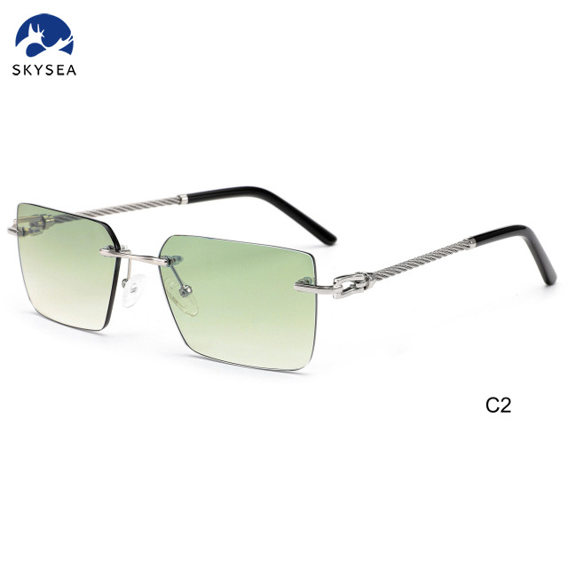 2025 Custom Logo Luxury Men Women Rimless Diamond Cutting Photochromic Color Sunglasses