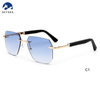2025 Luxury Men Women Rimless Sunglasses Custom Logo Diamond Cutting Photochromic Color Eyeglasses