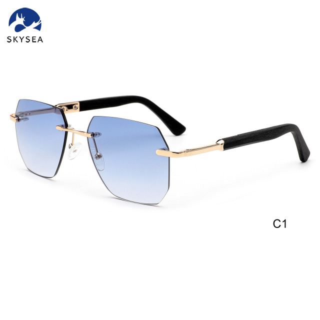 2025 Luxury Men Women Rimless Sunglasses Custom Logo Diamond Cutting Photochromic Color Eyeglasses