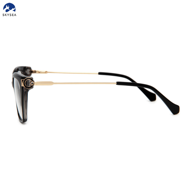 Fashion Newly Acetate Frame Metal Temple Eyeglasses Pile Head Heart Shaped Petals Decoration Design High Quality Wholesale