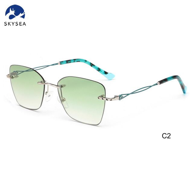 Custom Brand Gradient Rimless Sunglasses Metal Sun Glasses Vintage Sunglasses Fashion Women Sunglasses