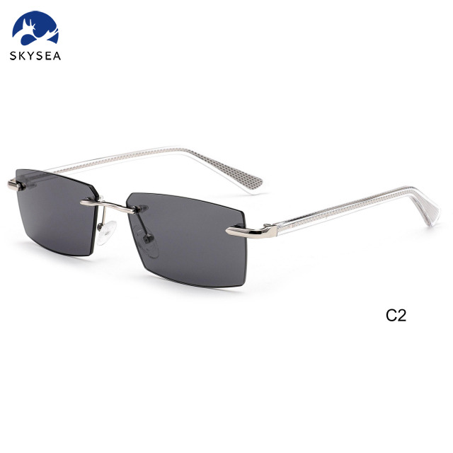 High quality Fashion Women Men Sunglasses Gradient Rimless Sunglasses Metal Sun Glasses Vintage Sunglasses 