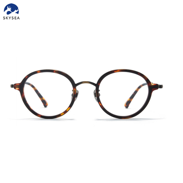 Titanium Acetate Eyeglasses Frame for Optical Eye Glasses Round Retro Design Eyewear Glasses