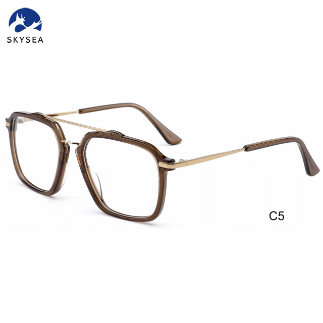High Quality Plastic Metal Glasses Acetate Optical Metal Temple